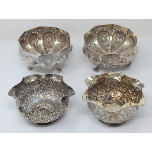149 - Two Pairs of Eastern White Metal Bon Bon Dishes: Weight 200g