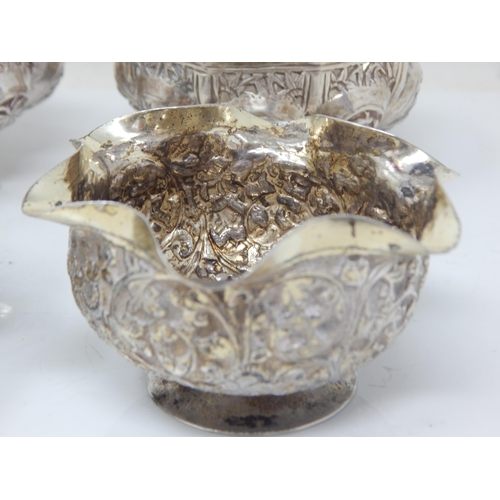 149 - Two Pairs of Eastern White Metal Bon Bon Dishes: Weight 200g