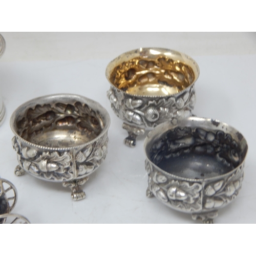 150 - A Quantity of Hallmarked Silver Including a Drum Mustard, Salts, Jar Top & a Chinese Silver Rickshaw... 