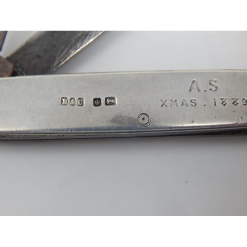 151 - Victorian Silver Cased Multi Tool Knife: Hallmarked Sheffield by Brookes & Crookes: Width 7.5cm