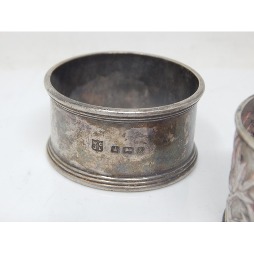 152 - 3 x Silver Napkin Rings Including a Chinese Example: Weight 60.42g