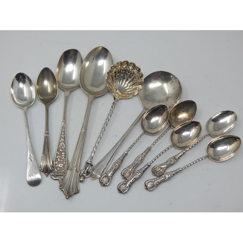 153 - A Quantity of Victorian & Later Hallmarked Silver Spoons Including a Sifter Spoon: Various Dates & M... 