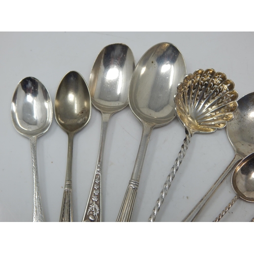 153 - A Quantity of Victorian & Later Hallmarked Silver Spoons Including a Sifter Spoon: Various Dates & M... 