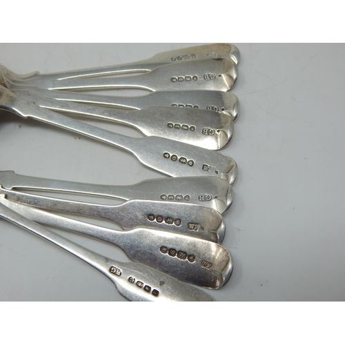155 - A Quantity of Victorian Hallmarked Silver Teaspoons: Various Dates & Makers: Weight 224g