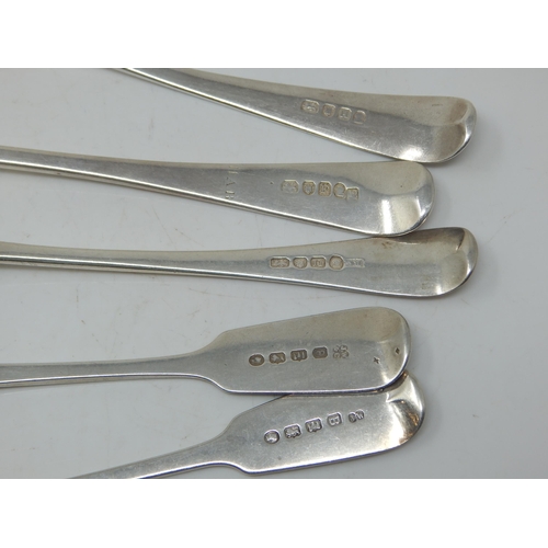157 - A Quantity of Georgian & Victorian Hallmarked Silver Table & Dessert Spoons: Various Dates & Makers:... 
