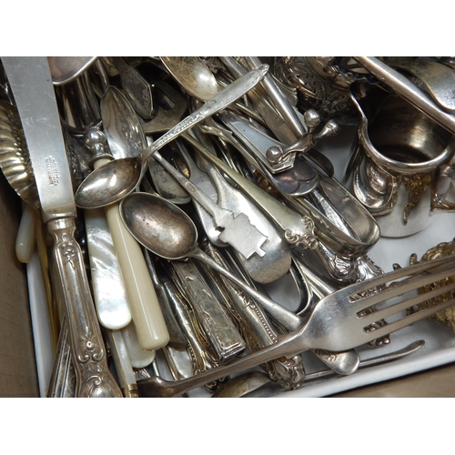 162 - A Quantity of Silver Plated Wares Including Some Hallmarked Silver Handled Flatware (lot)