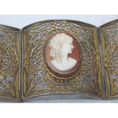 163 - A Quantity of Silver & Silver Gilt Brooches, Locket & Key Pendant together with a White Metal Cameo ... 