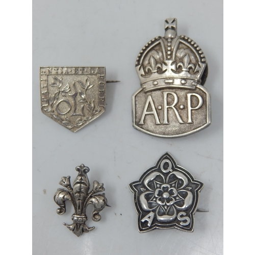 164 - 4 x Hallmarked Silver Military Badges