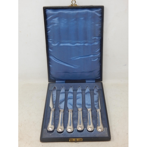 166 - A Set of George V Silver Handled Tea Knives: Hallmarked Birmingham 1912 by Levi & Salaman: Length 18... 