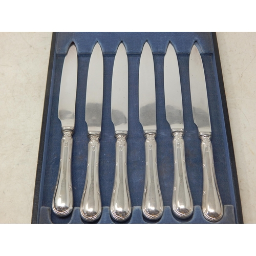 166 - A Set of George V Silver Handled Tea Knives: Hallmarked Birmingham 1912 by Levi & Salaman: Length 18... 