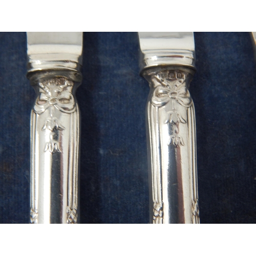 166 - A Set of George V Silver Handled Tea Knives: Hallmarked Birmingham 1912 by Levi & Salaman: Length 18... 