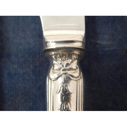 166 - A Set of George V Silver Handled Tea Knives: Hallmarked Birmingham 1912 by Levi & Salaman: Length 18... 