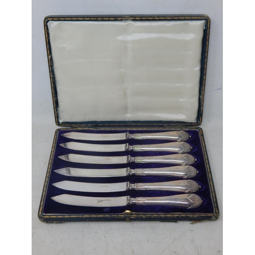 167 - A Set of Edwardian Silver Handled Tea Knives: Hallmarked Sheffield 1901 by George Henry Biggin: Leng... 