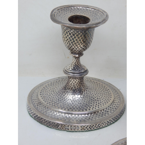 168 - A Pair of Victorian Silver Weighted Candlesticks with Original Hallmarked Silver Sconces: Hallmarked... 