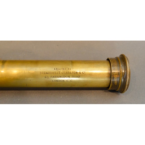 375 - A First World War Three Drawer Brass Sniping Telescope by Negretti & Zambra, 84cm long