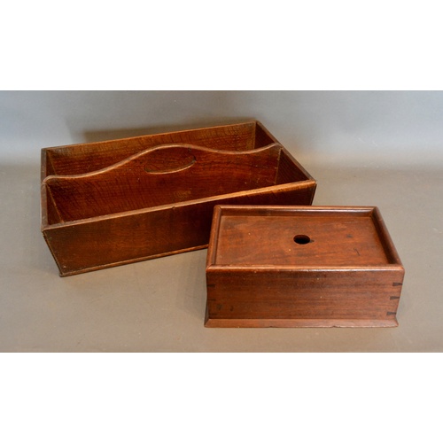 376 - A 19th Century Oak Flatware Tray, together with a mahogany candle box