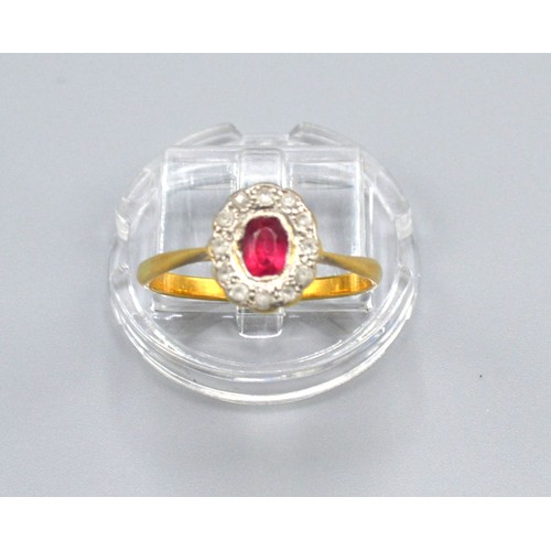 179 - A 18ct Yellow Gold Dress Ring set with paste stones, Size O, 2.1 grams