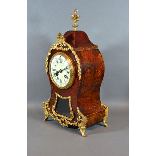 411 - An Early 20th Century French Tortoiseshell and Gilt Metal Mounted Mantle Clock, the enamel dial insc... 