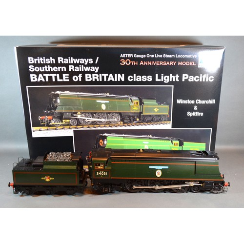 312 - A Gauge 1 Live Steam Locomotive British Railways Battle of Britain Class Light Pacific Winston Churc... 