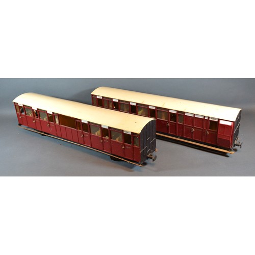 315 - A Gauge 1 LMS Third Class Carriage with Guard and Luggage Compartment together with another similar ... 