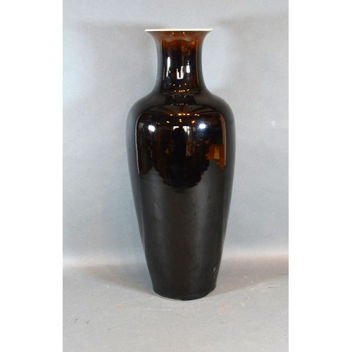 7 - A 19th Century Chinese Baluster Form Vase with black glaze and six character mark to base 45 cms tal... 