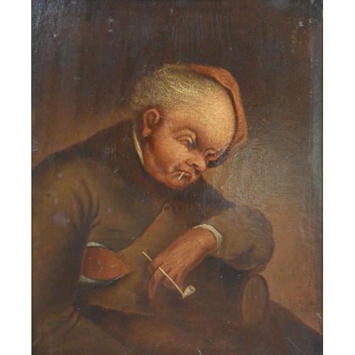 102 - 19th Century Dutch School, Study of a Figure with Pipe, oil on board, 35 x 28 cms