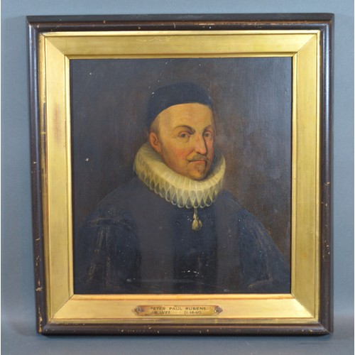 103 - After Sir Paul Rubens, Study of a Priest with Lace Collar, oil on board, 30 x 28 cms