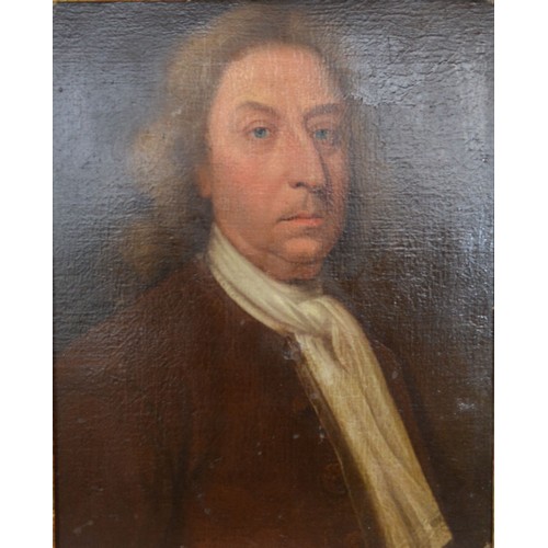 104 - Late 18th Century English School, Half Length Portrait of a Gentleman wearing Period Dress, oil on c... 