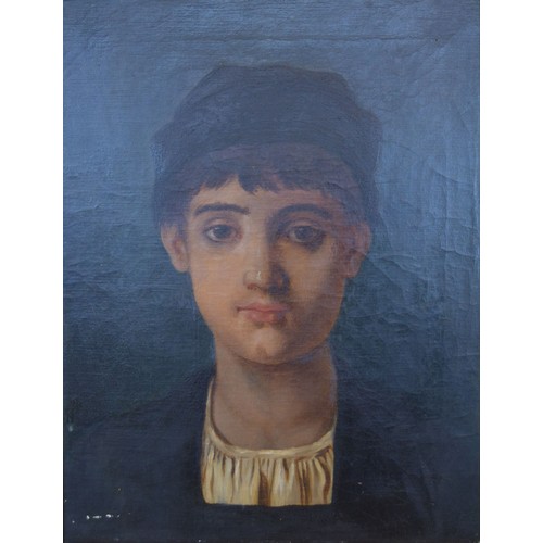 106 - 19th Century Continental School, Study of a Boy wearing Period Dress, oil on canvas, 45 x 35 cms