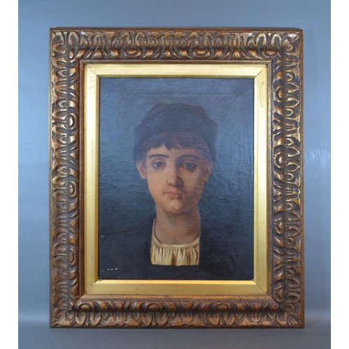 106 - 19th Century Continental School, Study of a Boy wearing Period Dress, oil on canvas, 45 x 35 cms