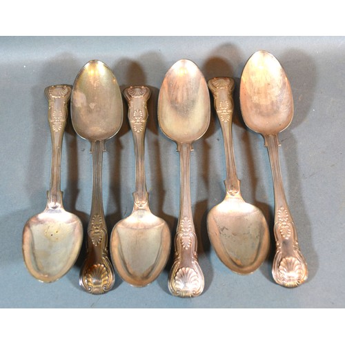 164 - A Set of Six Victorian Irish Silver Table Spoons with Kings Pattern Handles, Dublin 1853, maker's ma... 