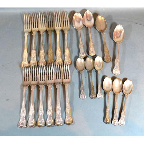 165 - A Set of Six Edwardian Silver Table Forks together with a set of six matching desert forks all with ... 