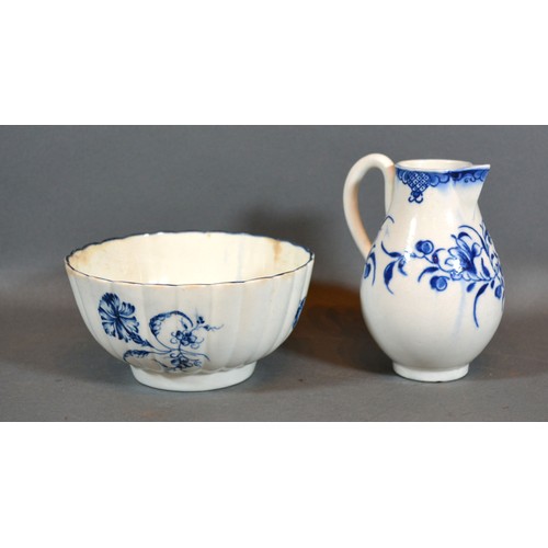 36 - A First Period Worcester Cream Jug together with a similar small bowl