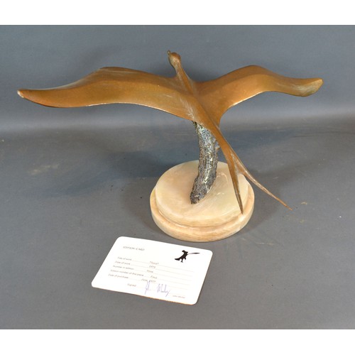 342 - Dawn Mulvey, A Brass Model in the form of a Tern, edition number 4 from 9 dated 1975, 26 cms tall