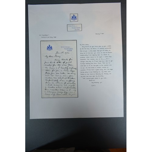 346 - A Hand Written Letter by King George V dated January 1st 1924