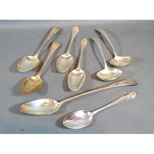 174 - A Pair of George III Silver Ladles, London 1809 and 1810 together with two pairs of Georgian table s... 