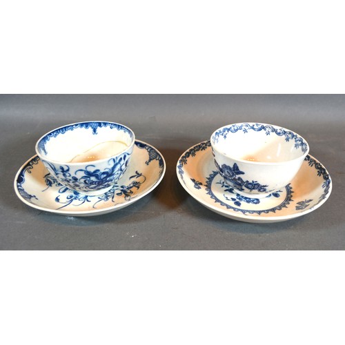 52 - A First Period Worcester Tea Bowl with Saucer decorated in underglaze blue together with another sim... 