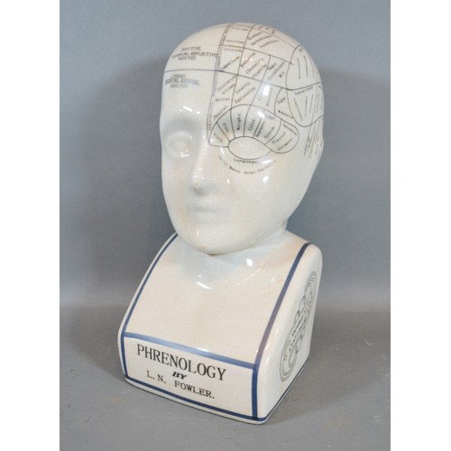 65 - A Phrenology Head bearing inscription L.N. Fowler, 28cm tall