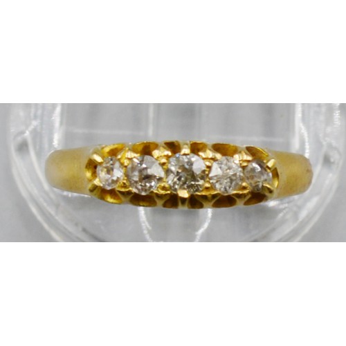 254 - An 18ct Gold Five Stone Diamond Ring, 2.6 grams, ring size M