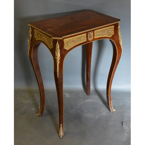 538 - A French Style Marquetry Inlaid and Gilt Metal Mounted Side Table, the inlaid top above a relief dec... 