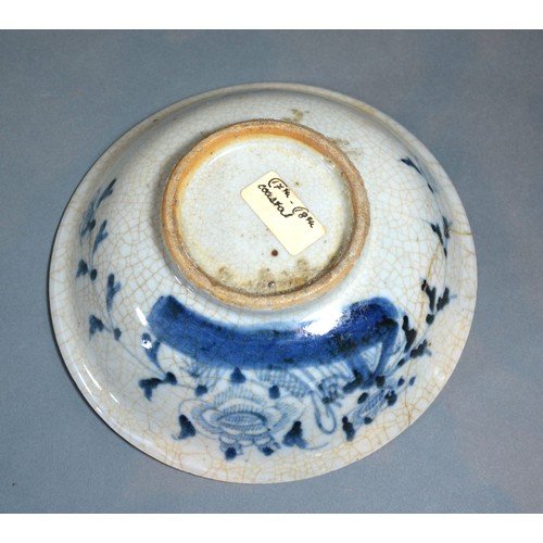 80 - An Early Chinese Crackleware Underglaze Blue Decorated Bowl, 21 cms diameter