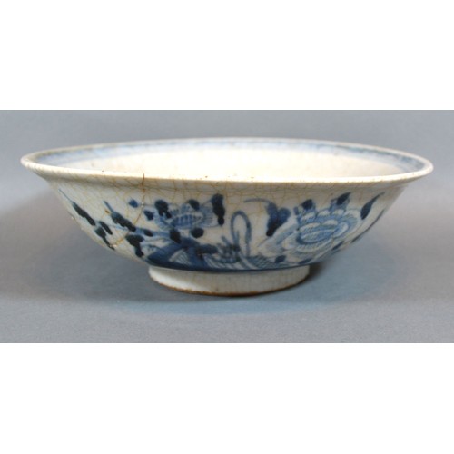 80 - An Early Chinese Crackleware Underglaze Blue Decorated Bowl, 21 cms diameter