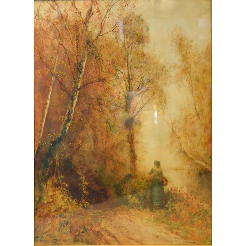 134 - Fred Hines, Summer Glow and Autumn Gold, a pair of watercolours, signed and dated 1878, 55 x 38 cms