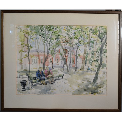 143 - *** Collect *** Tabitha Salmon, Shady Square by Trinity Church in Vishnyaki, Moscow, watercolour, si... 