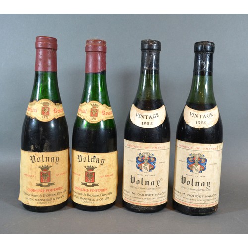 410 - Two Half Bottles Volnay Maison Doudet-Naudin Red Wine dated 1955 together with two other half bottle... 