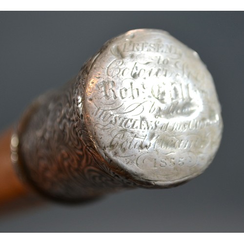 405 - *** Collect *** A Victorian Silver Topped Malacca Cane the top inscribed 