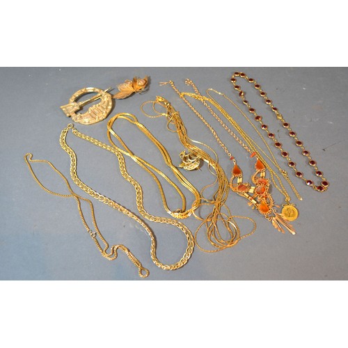 191 - A Stone Set Necklace together with various gold plated chains and related jewellery