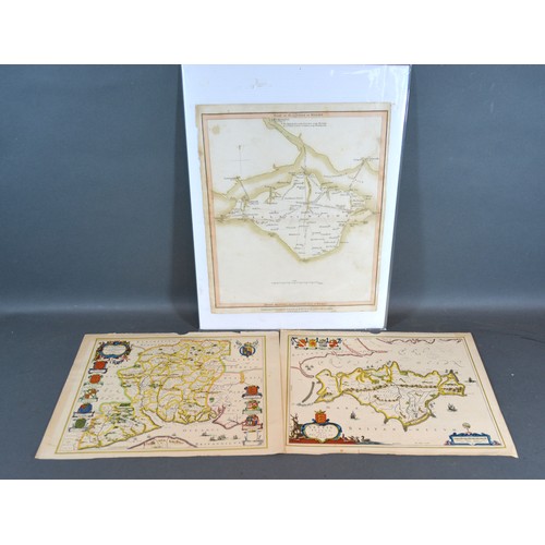 127 - An Early Coloured Map of the Isle of Wight together with another similar and an early coloured map o... 