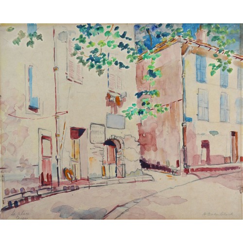 129 - A Baker Clack 'La Place Cassis' watercolour, signed, 35 x 43 cms