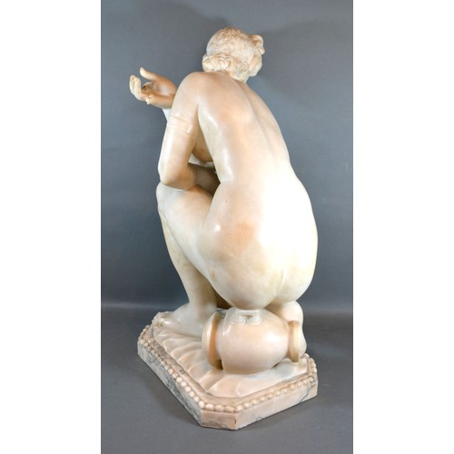 367 - A 19th Century Marble Sculpture of The Crouching Venus with marble plinth, 62 cms tall